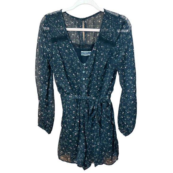 Abercrombie & Fitch Black Floral Romper Size Medium - Picture 1 of 3
